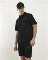 River Island Mens Shirt Black Regular Fit Premium Short Sleeve Collared Top - L Regular