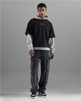 River Island Mens Cargo Jeans Black Loose Fit Elasticated Trousers Pants Bottoms - 36 Regular Regular