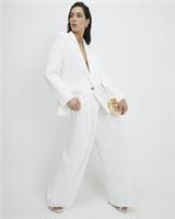 River Island Womens Wide Leg Trousers White Zip & Hook Pleated Pants Bottoms - 18 Regular Regular