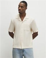 River Island Mens Shirt Pink Regular Fit Textured Short Sleeves Collared Top - M Regular