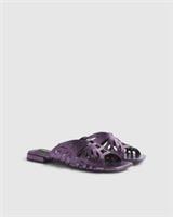 River Island Womens Sandals Purple Butterfly Flat Square Open Toe Shoes