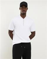 River Island Mens Polo Shirt White Slim Fit Textured Tipped Short Sleeves Top - S Regular