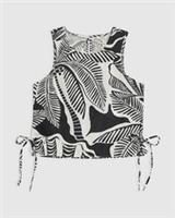 River Island Womens Tank Top Petite Black Linen Blend Round Neck Button Blouse - M Petites