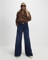 River Island Womens Wide Leg Jeans Blue High Waisted Tie Detail Trousers Pants - 16 Long Regular