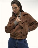 River Island Womens Bomber Jacket Brown Faux Suede Dropped Outerwear Top - L Regular