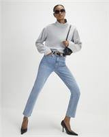 River Island Womens Slim Fit Jeans Blue High Rise Ankle Grazer Trousers Pants - 18 Regular Regular