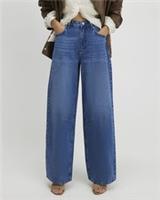 River Island Womens Wide Leg Jeans Blue Baggy Fit Trousers Pants Bottoms - 16 Regular Regular