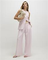 River Island Womens Wide Leg Trousers Pink Linen Look Belted Pants Bottoms - 12 Regular