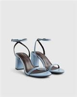 River Island Womens Heels Blue Mid Block Buckle Strap Backless Open Toe Shoes