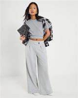 River Island Womens Trousers Petite Grey Tailored Zipped Button Pants Bottoms - L Petites