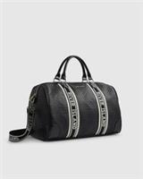 River Island Womens Barrell Bag Black Webbing Front Monogram Branded Body Strap
