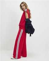 River Island Womens Joggers Red Tape Side Detail Wide Leg Track Pants Bottoms - L Regular