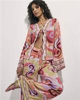River Island Womens Cover Up Orange Swirl Print Floral Terry De Havilland Top - M Regular