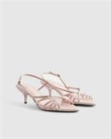 River Island Womens Sandals Pink Caged Kitten Heel Buckle Fastening Pointed Toe