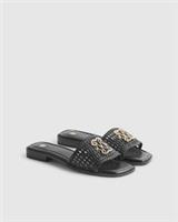 River Island Womens Mule Sandals Black Woven Square Open Toe Slip On Shoes