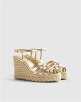 River Island Womens Wedge Sandals Gold Caged Design Heel Buckle Open Toe Shoes