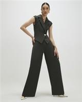 River Island Womens Jumpsuit Green Cap Sleeve Wide Leg V-Neck Button Outfit - L Regular