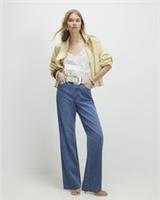 River Island Womens Straight Leg Jeans Blue Stripe Relaxed Embroidered Pants - 12 Short Regular