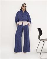 River Island Womens Wide Leg Trousers Navy Elasticated Pockets Pants Bottoms - L Regular