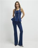 River Island Womens Bootcut Jeans Blue Denim Embellished Trousers Pants Bottoms - 10 Regular Regular