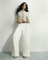 River Island Womens Wide Leg Jeans Cream Belted Pleated Trousers Pants Bottoms - 16 Regular Regular