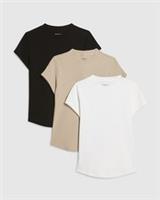 River Island Womens T-Shirt Black Multicoloured Ribbed Multipack T Shirt Tee Top - XS Regular
