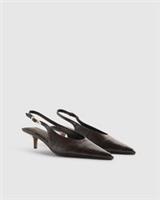 River Island Womens Slingback Court Shoes Brown Croc Print Buckle Heels Pointed