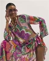River Island Womens Crop Top Pink Beaded Fringe Beach Floral Blouse Del Maar - S Regular