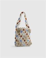 River Island Womens Rope Bag Cream Beaded 3D Flower Del Maar Collection