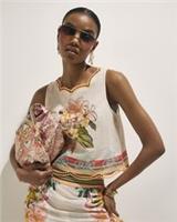River Island Womens Shell Top Cream Cutwork Print Embroidered Floral Blouse - XS Regular