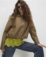 River Island Womens Jacket Khaki Utility Zip Through Harrington Outerwear Top - M Regular