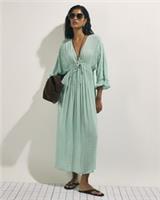 River Island Womens Maxi Dress Blue Cotton Mirror Embroidered Elasticated V-Neck - XS Regular