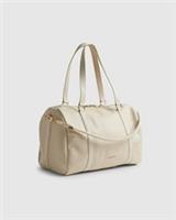 River Island Womens Holdall Cream Monogram Trim Soft Zip Bag Detachable Strap