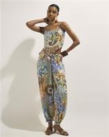 River Island Womens Trousers Blue Tile Print Hareem Elasticated Pants Bottoms - L Regular