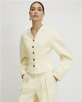River Island Womens Jacket Yellow Linen Look Cocoon Sleeve Seamed Outerwear Top - 10 Regular