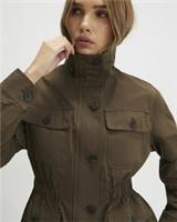 River Island Womens Jacket Khaki Utility Funnel Long Sleeves Outerwear Top - 6 Regular