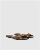 River Island Womens Sandals Brown Suede Twist Strap Open Toe Flat Shoes