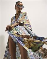 River Island Womens Maxi Kaftan Blue Tile Print Beachwear Del Maar Collection - M Regular