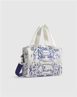 River Island Womens Holdall Bag White Ibiza Print Zip Fastening Cross Body Strap