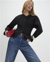River Island Womens Jacket Black Long Sleeve Button Up V-Neck Outerwear Top - 8 Regular