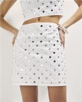 River Island Womens Mini Beach Skirt White Embellished Zip Fastening Bottom - S Regular