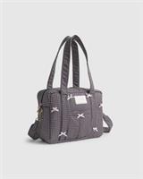 River Island Womens Holdall Bag Black Gingham Bow Zip Fastening Cross Body Strap