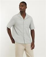 River Island Mens Shirt Grey Regular Fit Textured Short Sleeve Collared Top - S Regular