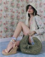 River Island Womens Wedges Pink Scarf Tie Floral Cabbages & Roses Heeled Shoes