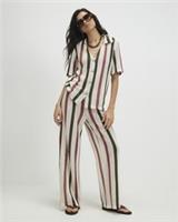 River Island Womens Trousers Cream Crochet Stripe Elasticated Pants Bottoms - M Regular