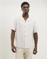 River Island Mens Shirt Pink Regular Fit Linen Blend Short Sleeves Collared Top - L Regular
