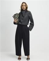 River Island Womens Trousers Black Pleated Barrel Leg Zip Pants Bottoms - 12 Regular Regular