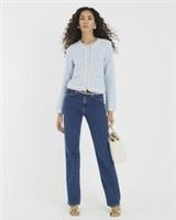 River Island Womens Cardigan Blue Long Sleeve Boucle Round Neck Jumper Top - XS Regular