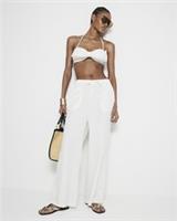 River Island Womens Wide Leg Trousers White Cotton Lace Drawstring Pants Bottoms - 12 Regular