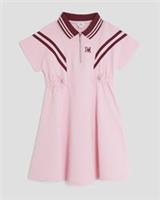 River Island Girls Dress Pink Drawcord Polo Embroidered Long Sleeve Collared